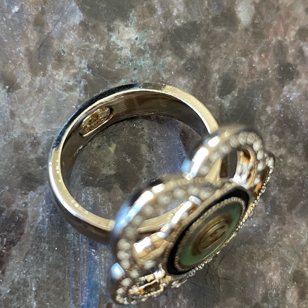 Chanel camellia camelia crystal ring hologram logo center - Picture 7 of 15